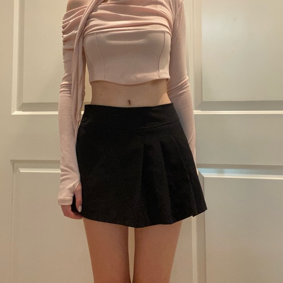 generation y charcoal gray mini skirt with side pleat - Picture 1 of 5